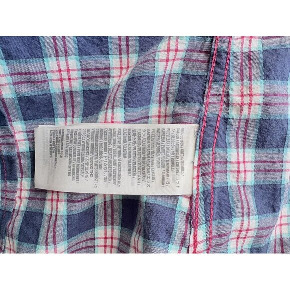 Hollister Womens Plaid Button-Down Shirt S Long Sleeve Blue/Red Cotton Blend - Picture 5 of 5
